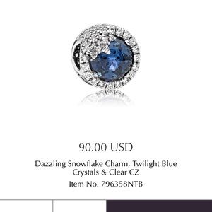 Dazzling Snow Flake Pandora Charm Twilight Blue